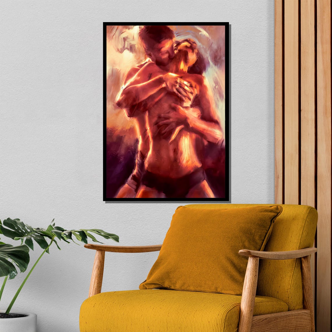 Sensual Lovers Embrace In Warm Tones Intimate Romance Art Poster - Image 4