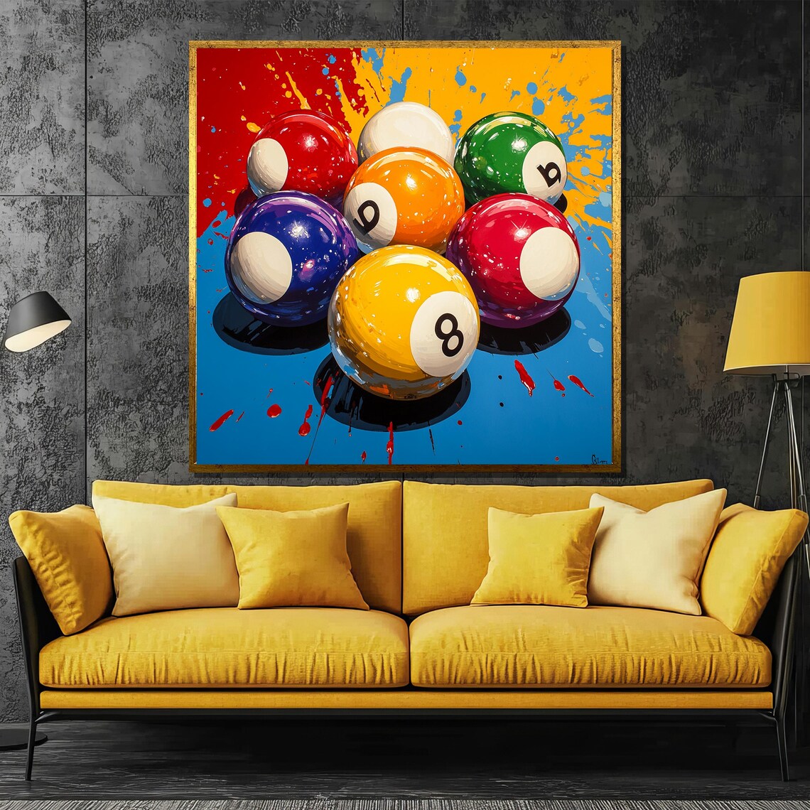 Pop Art Billiards Pool Ball Poster, Game Room