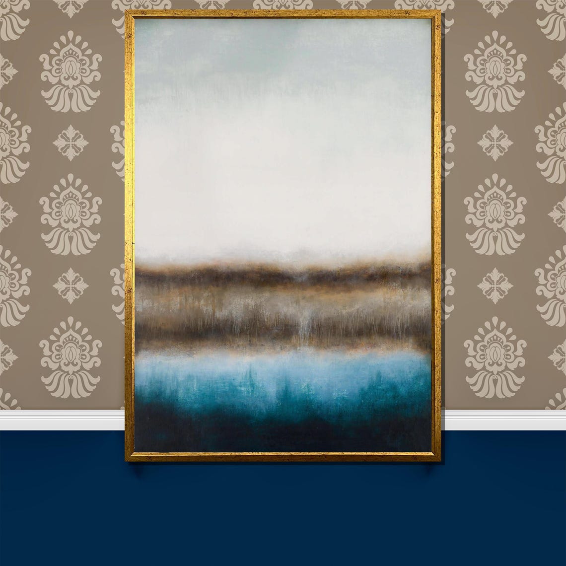 Soft Gray and Teal Misty Abstract Horizon Calm Minimalist Poster