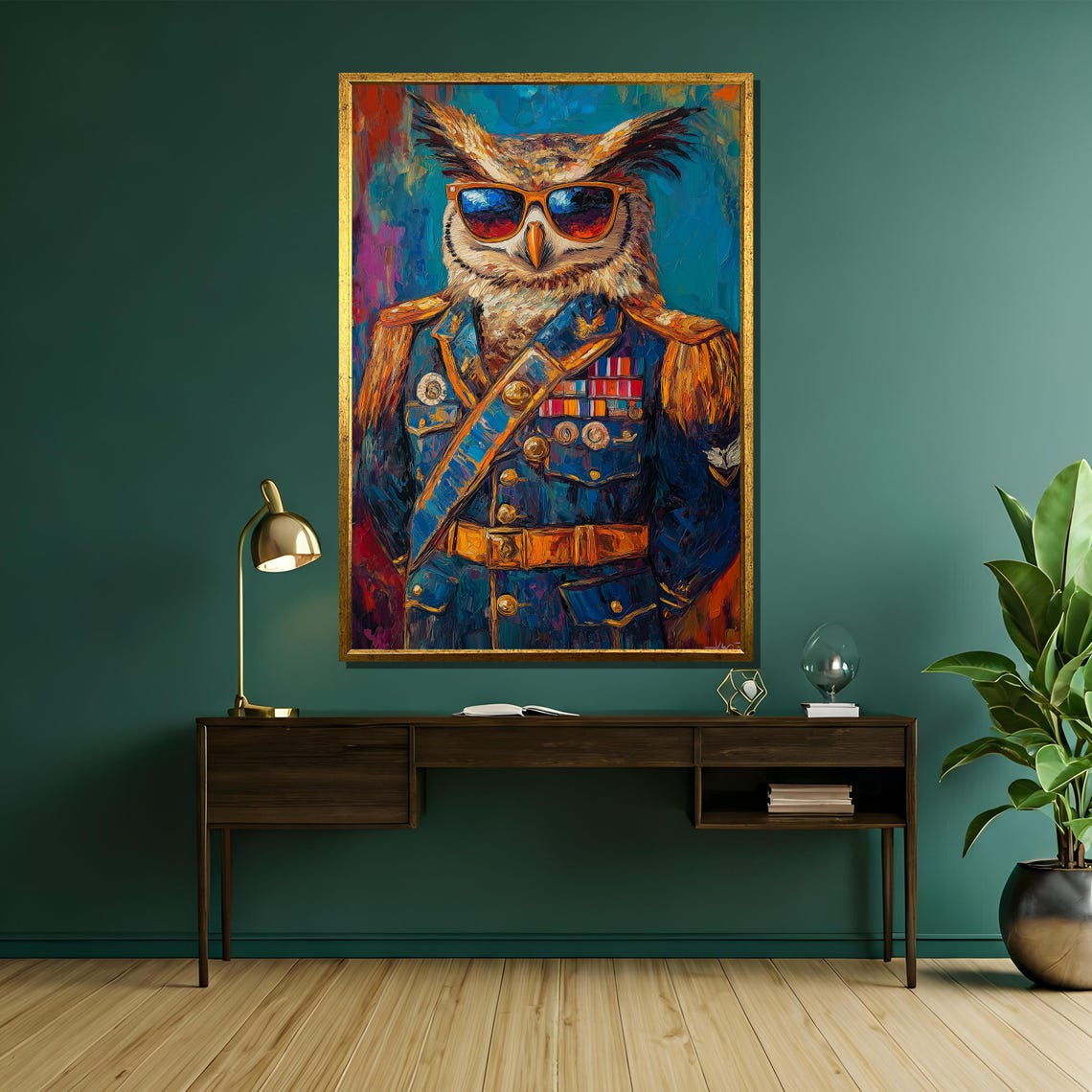 Cool Owl Officer in Sunglasses and a Decorated Military Uniform Poster - Image 5
