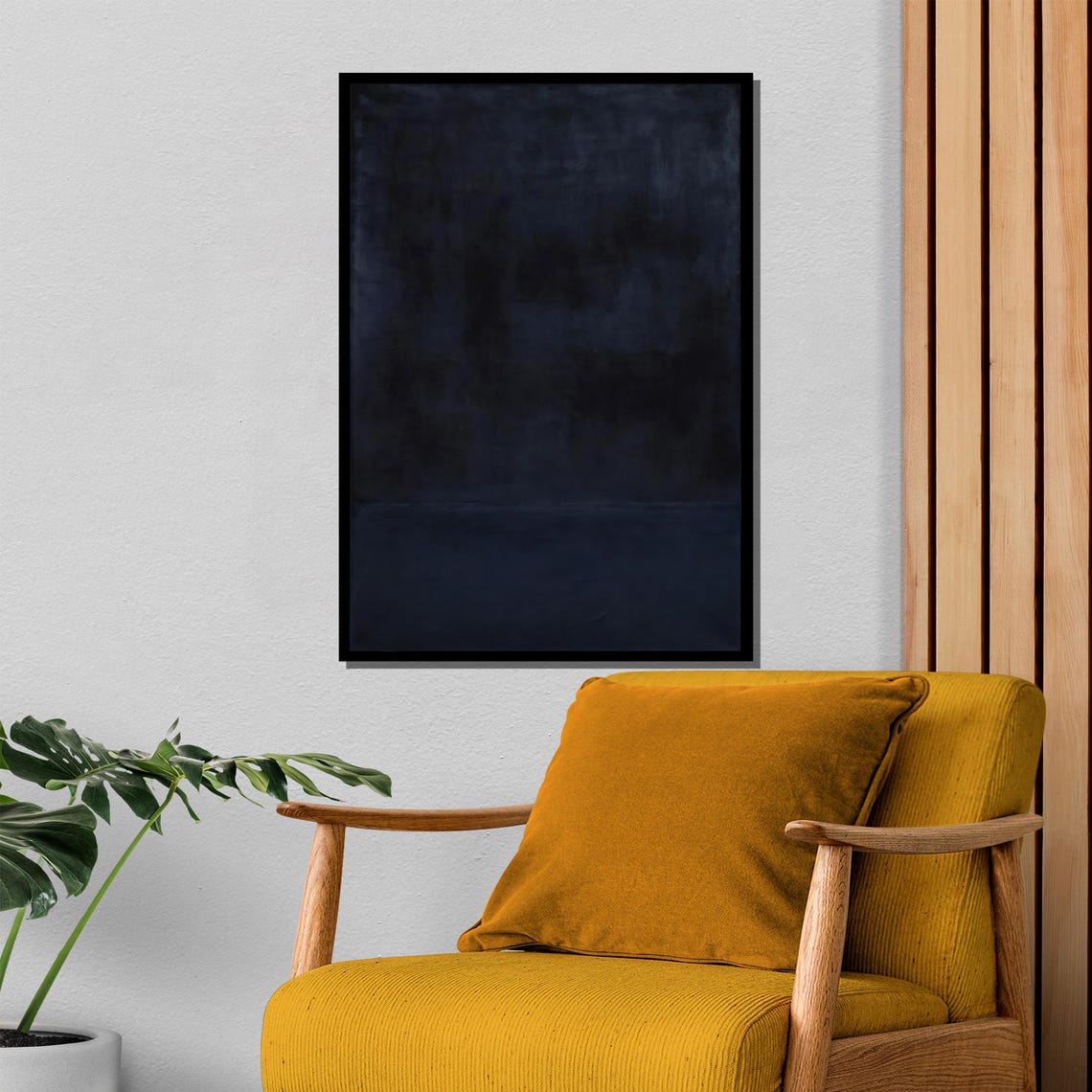 Near Black Deep Navy Minimalist Abstract Dark Moody Art Poster - Image 4