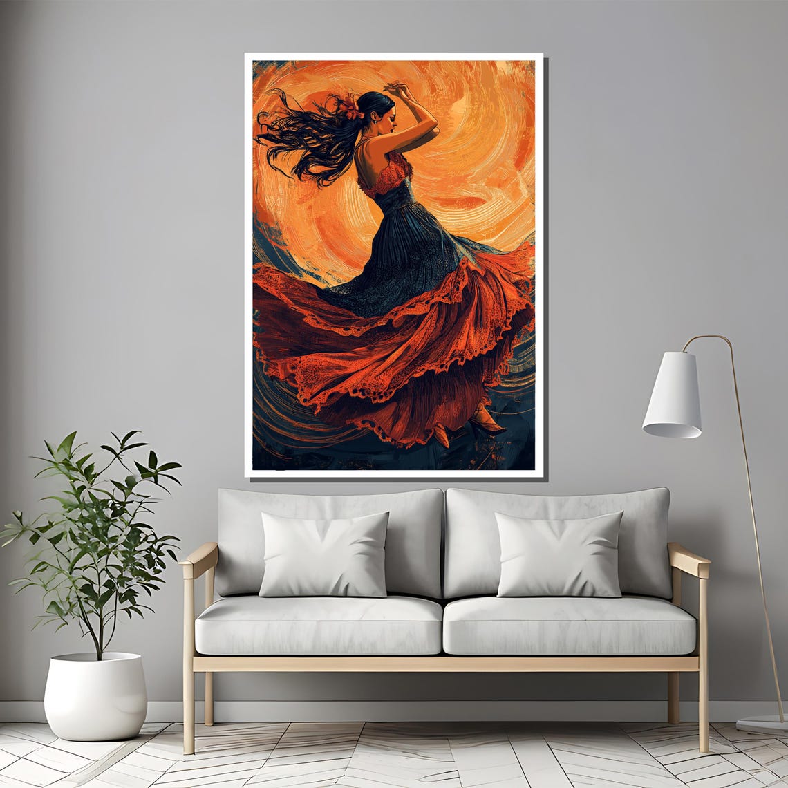 Fiery Flamenco Dancer Painting Passionate Spanish Dance Art Gift Bold Wall Decor For Home Vibrant Dance Artwork - Image 2