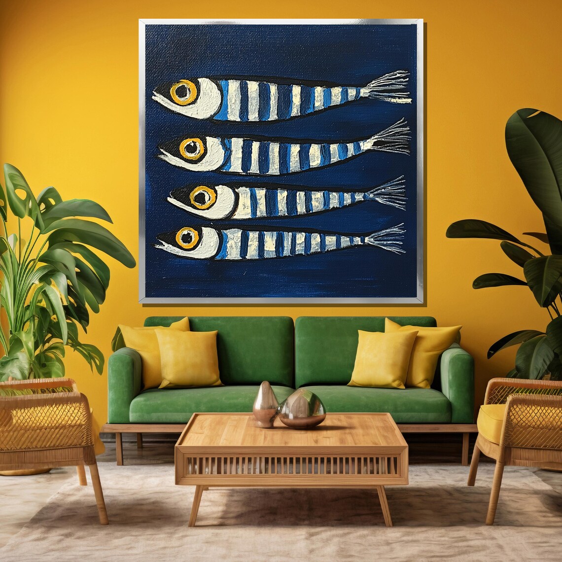 Whimsical Sardines Nautical Theme Wall Art Print - Image 3