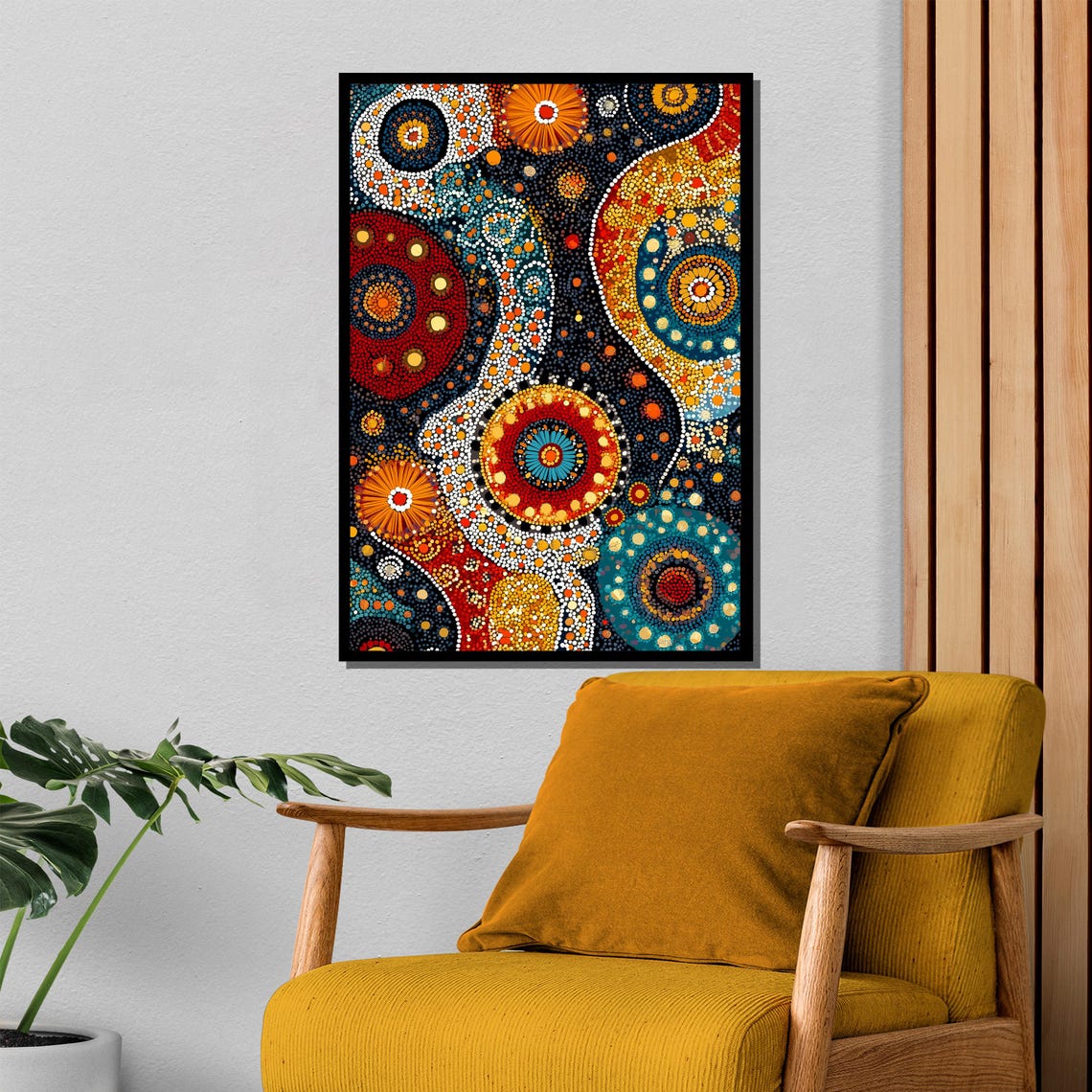 Aboriginal Dot Art Colorful Tribal Circle Pattern Art Poster - Image 4