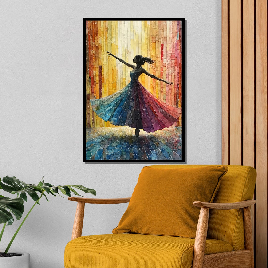 Dancer Silhouette with Flowing Colorful Dress Ballet Art Poster - Image 4
