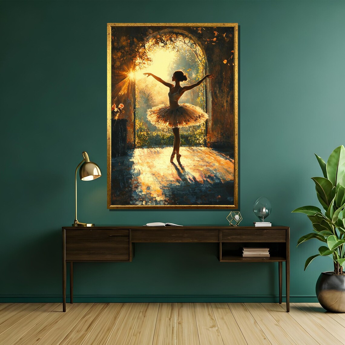 Ballerina In Golden Light Arched Garden Doorway Ballet Art Poster - Image 5