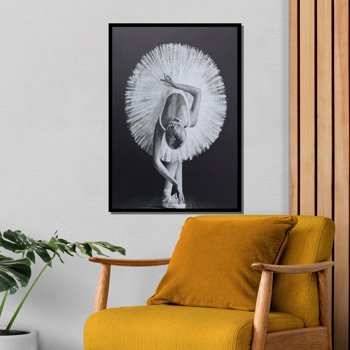Overhead Black and White Ballerina Bowing Tutu Fan Art Poster - Image 4