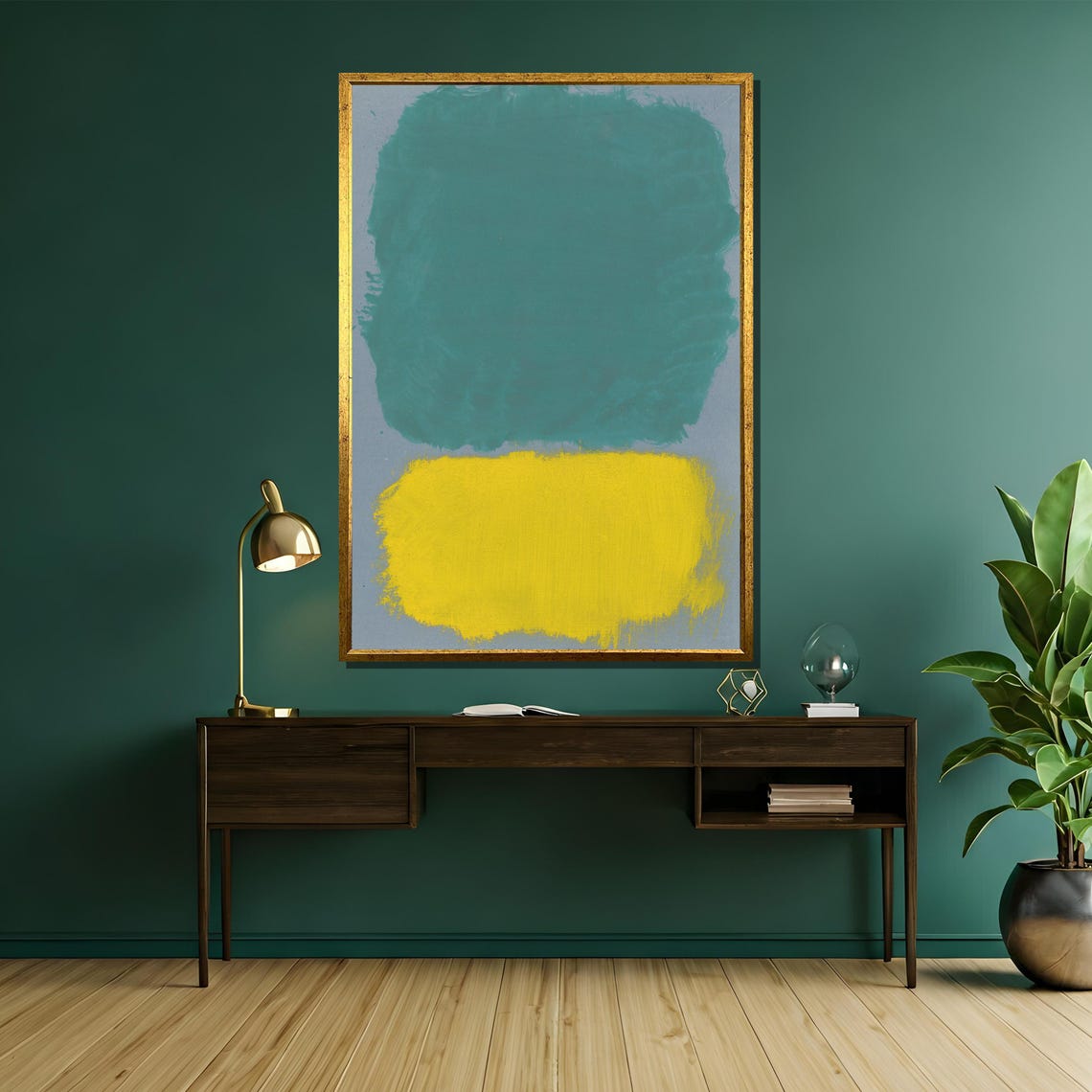 Rothko Style Teal And Yellow Loose Blocks Modern Abstract Poster - Image 5