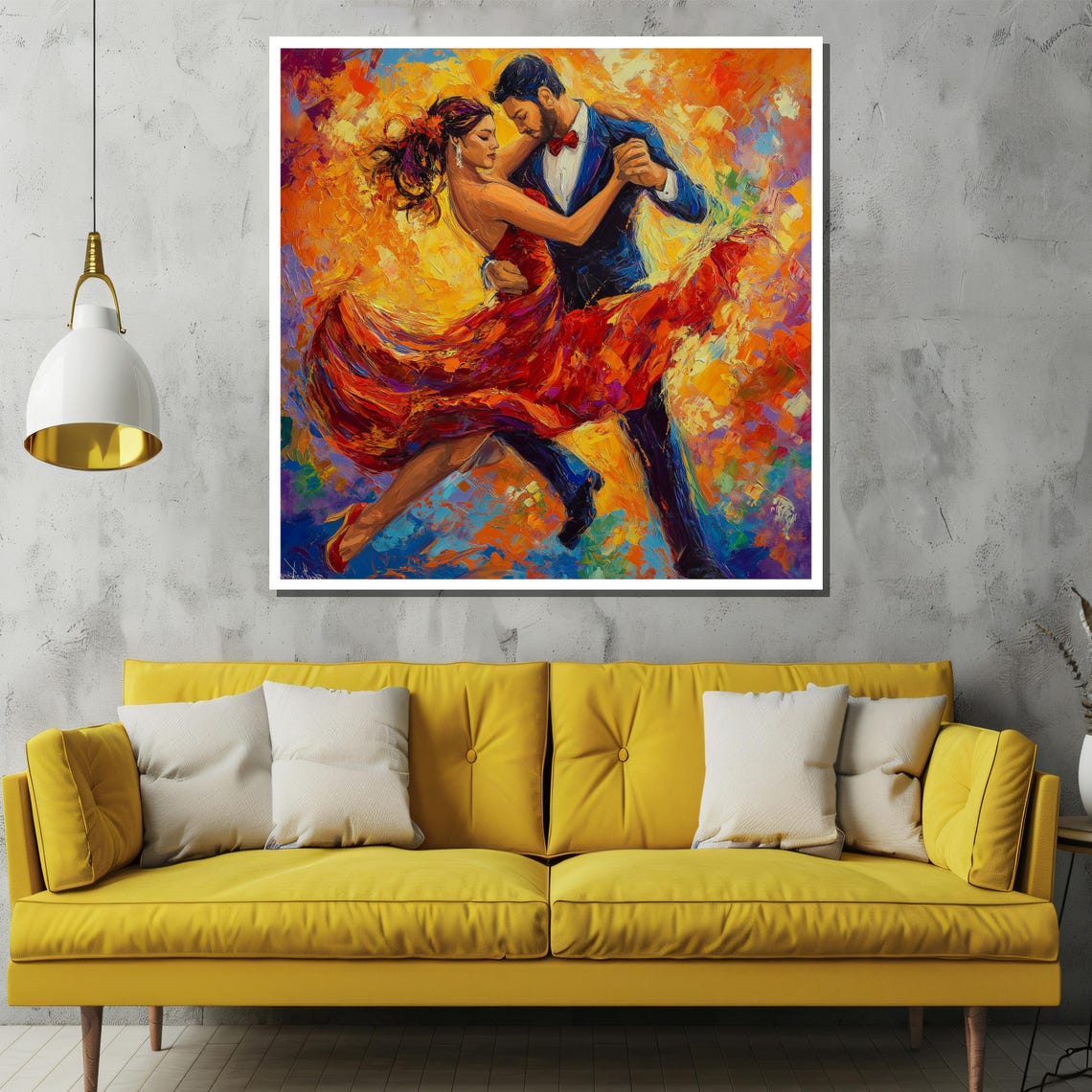 Fiery Tango Couple in Red Dress Impasto Oil Painting Wall Poster - Image 2