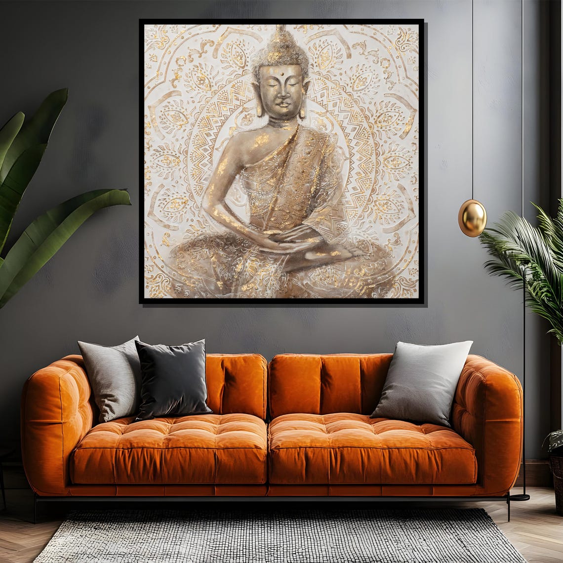 White and Gold Buddha Mandala Serene Meditation Decor Poster - Image 4