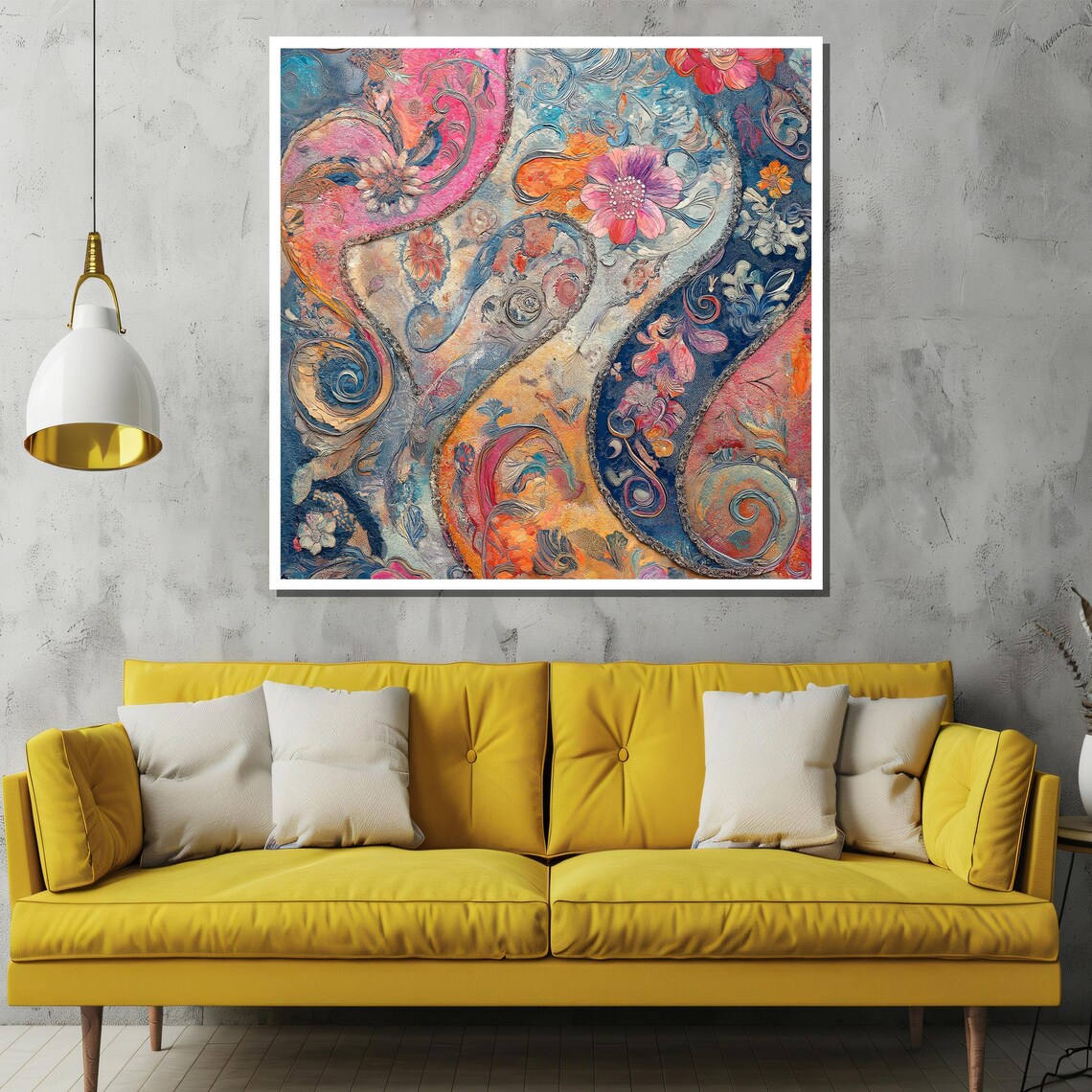 Colorful Floral Abstract Paisley Textured Bohemian Art Poster - Image 2
