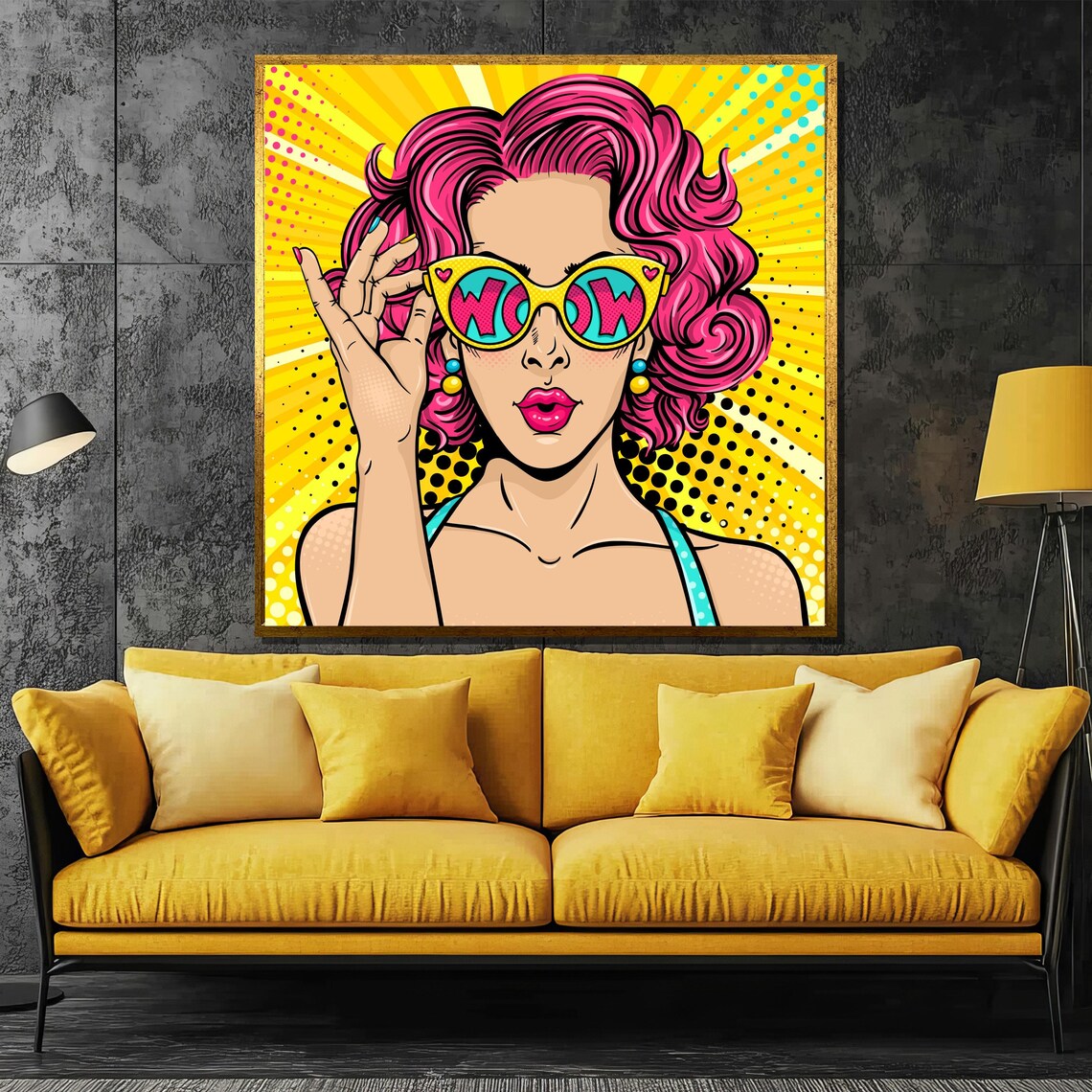 Pop Art Woman With Wow Sunglasses, Retro Poster