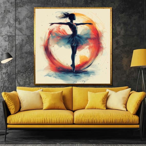 Abstract Ballerina Painting Elegant Dance In Motion Modern Ballet Wall Art Graceful Home Decor