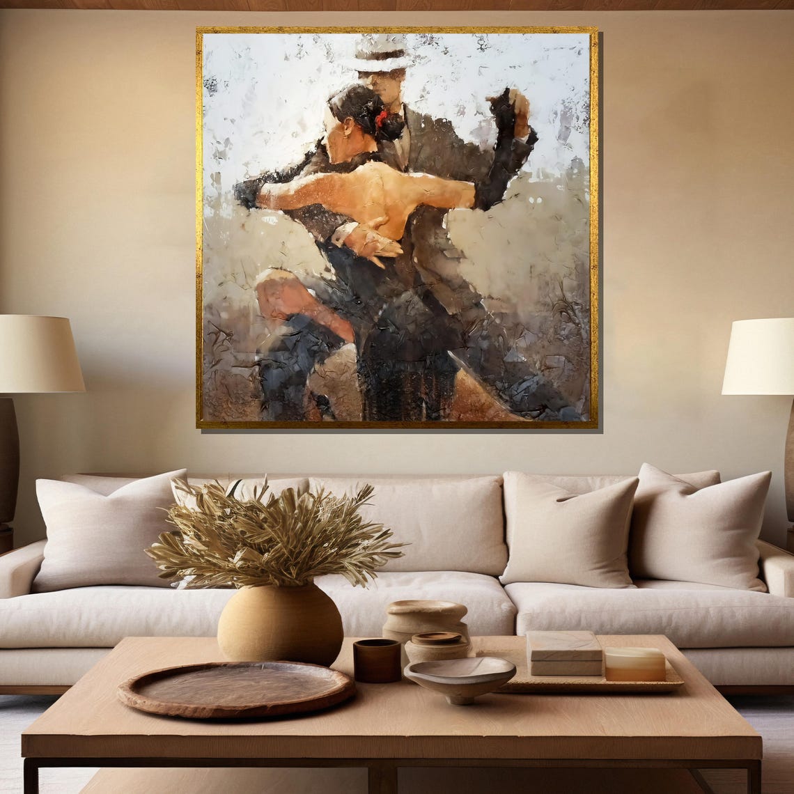 Passionate Tango Dance Painting Romantic Couple Artwork With Textured Style Perfect Wall Decor And Unique Gift Idea - Image 5