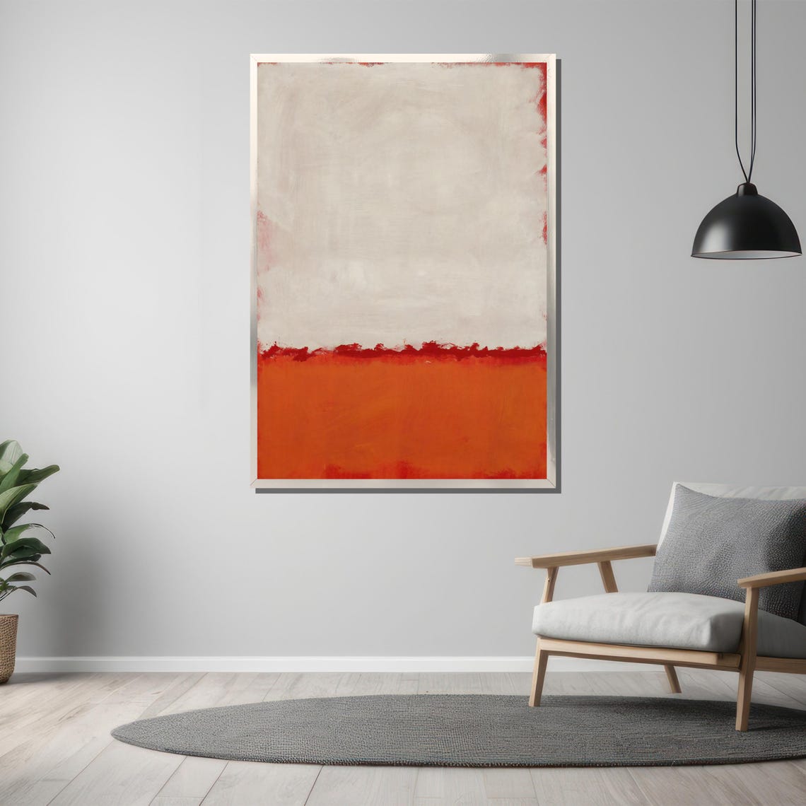 Rothko Style White And Vibrant Orange Color Field Abstract Poster - Image 3