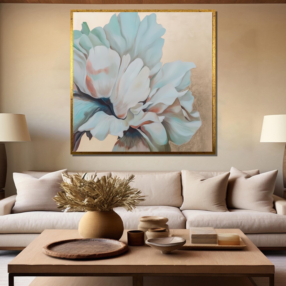 Pastel Blue and Blush Bloom Close Up in a Dreamy Floral Poster - Image 5