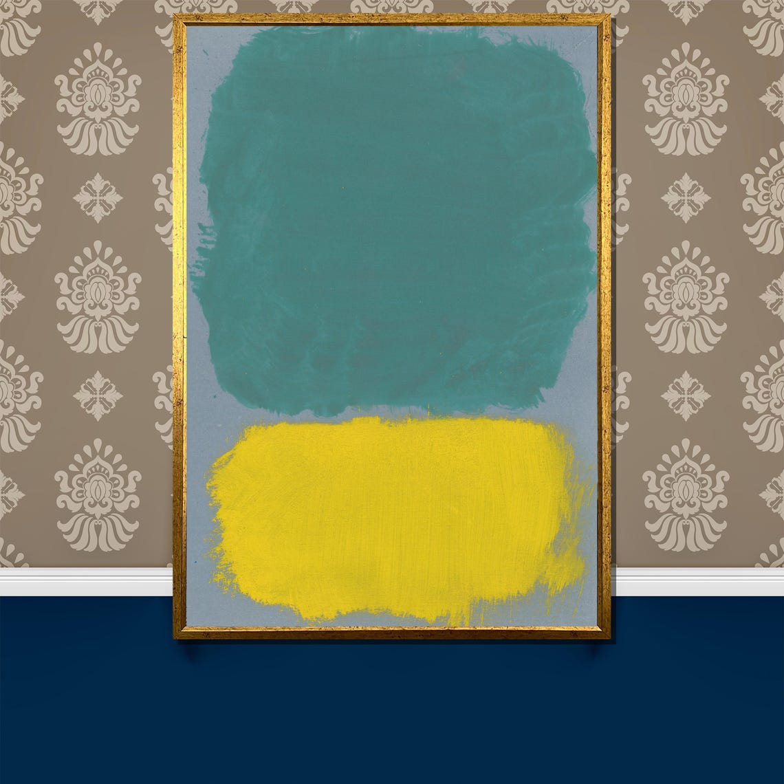 Rothko Style Teal And Yellow Loose Blocks Modern Abstract Poster