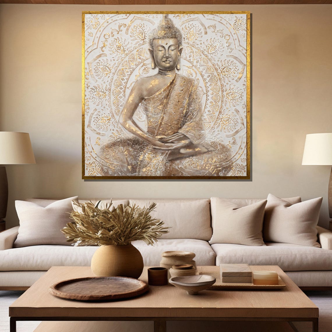 White and Gold Buddha Mandala Serene Meditation Decor Poster - Image 5