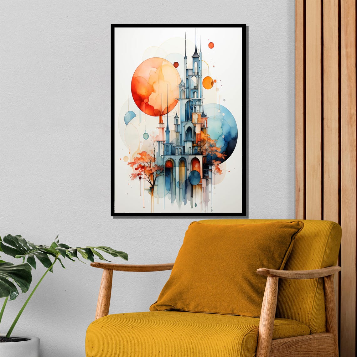 Whimsical Abstract Castle Painting Dreamy Fantasy Wall Art Unique Gift For Imagination And Art Lovers - Image 4