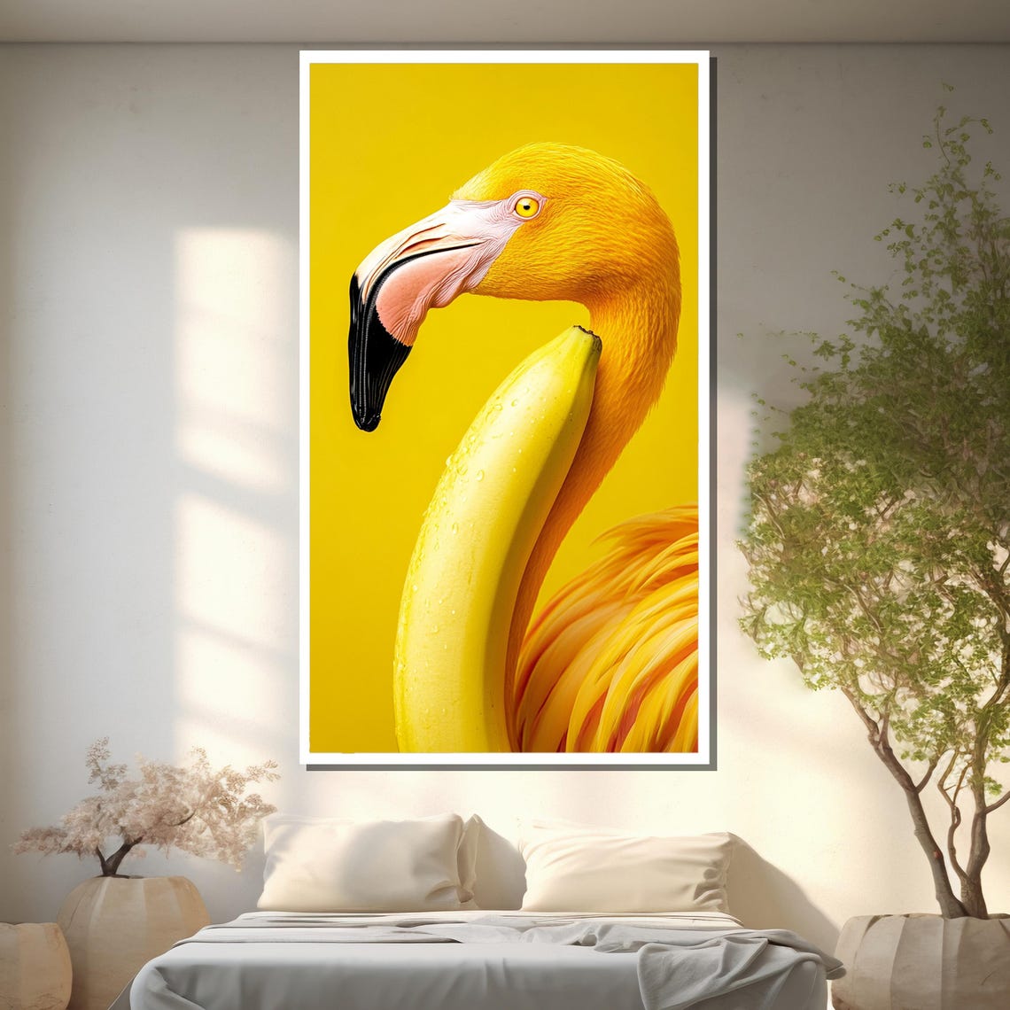 Banana Bird Surreal Yellow Flamingo Pop Art Quirky Fruit Poster - Image 2