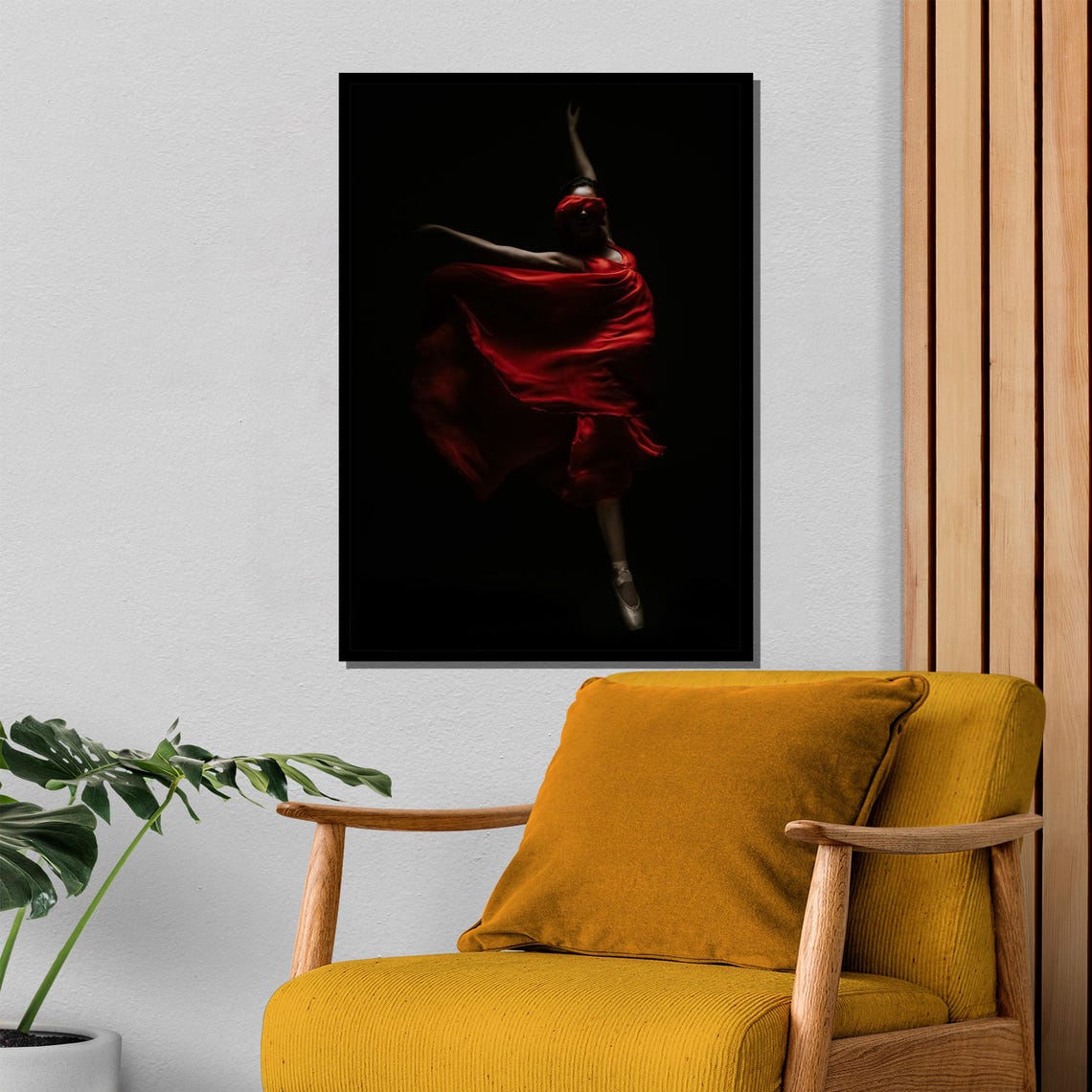 Blindfolded Dancer in Flowing Red Dress Dark Dramatic Art Poster - Image 4