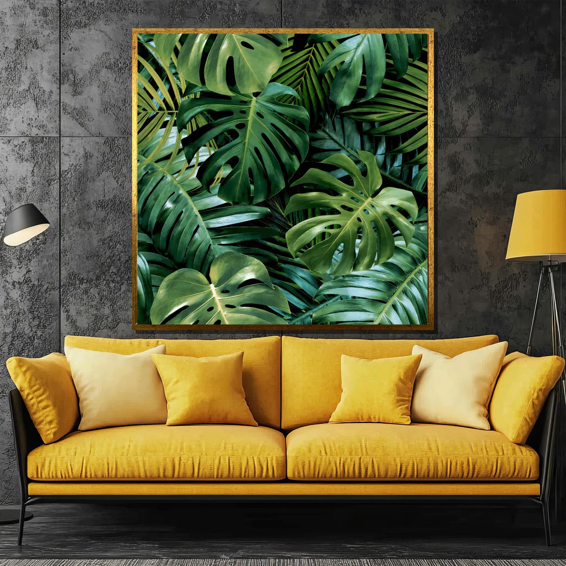Lush Green Tropical Monstera Leaves Dense Jungle Wall Poster