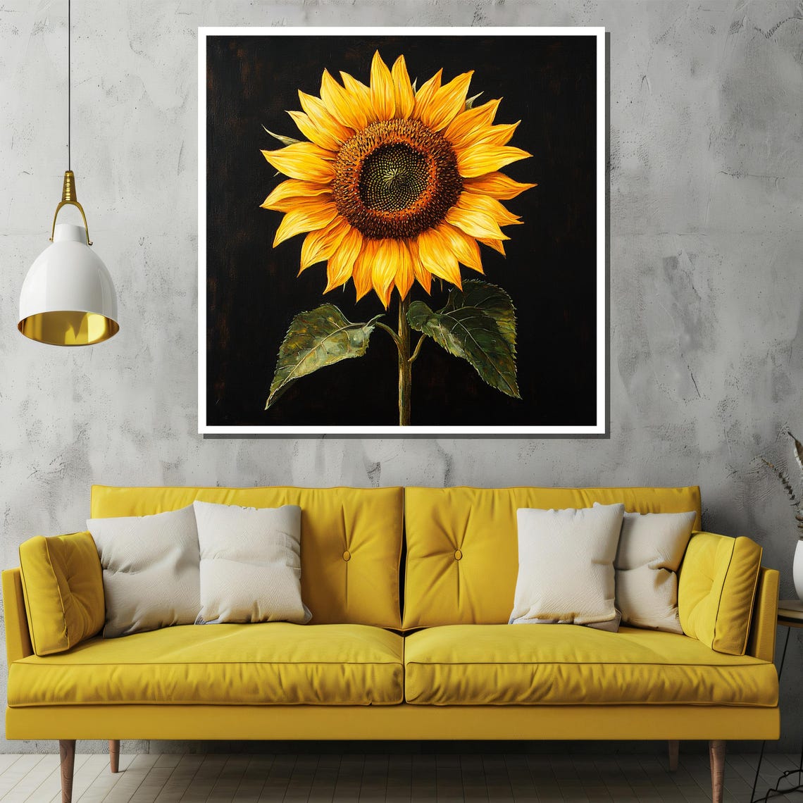 Bold Golden Sunflower Bloom on a Dramatic Black Background Poster - Image 2