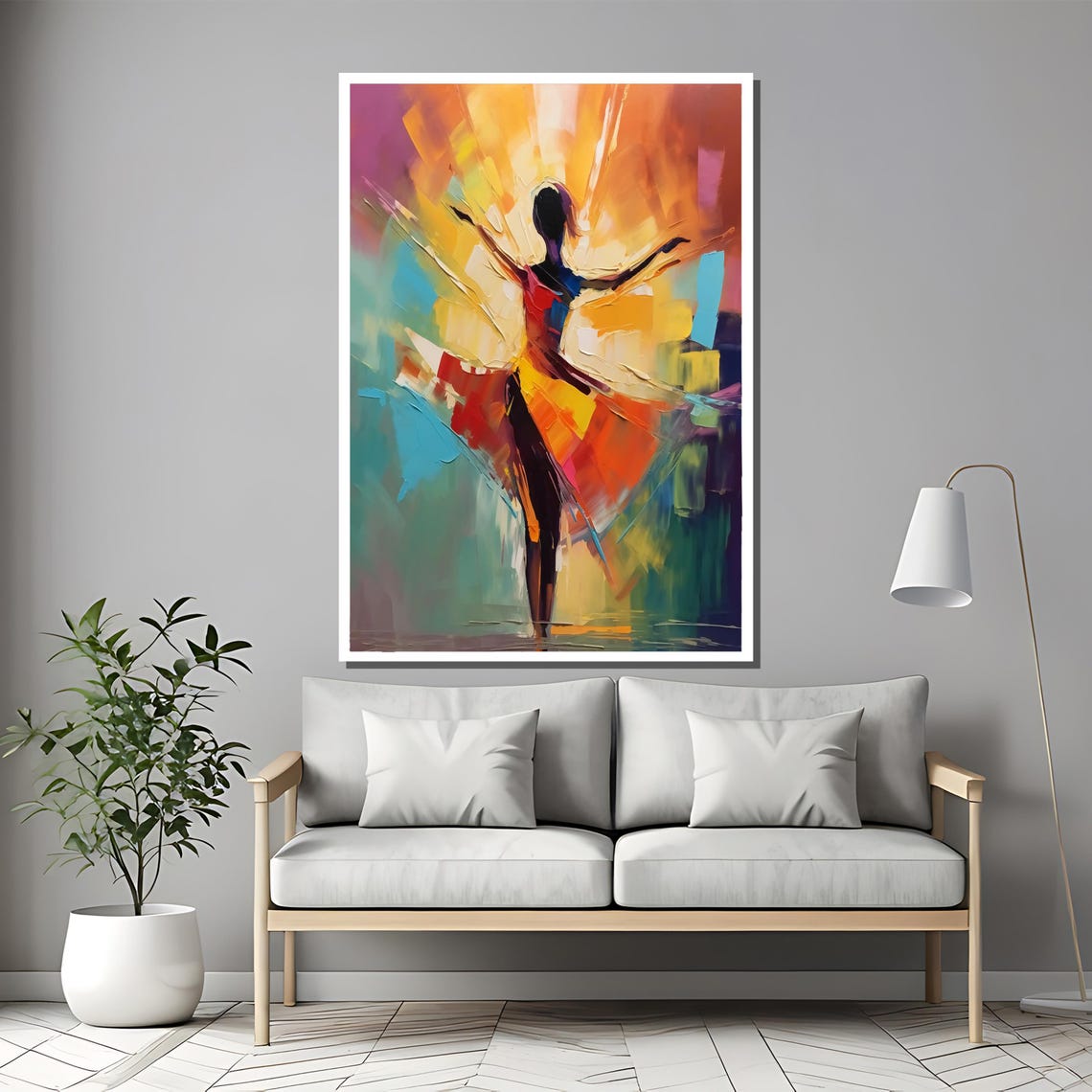 Abstract Ballerina in Bold Colorful Knife-Stroke Painting Poster - Image 3