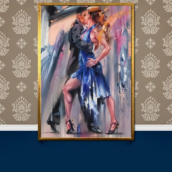 Dynamic Tango Painting Vibrant Dance Wall Art Gift For Passionate Home Decor And Ballroom Enthusiasts