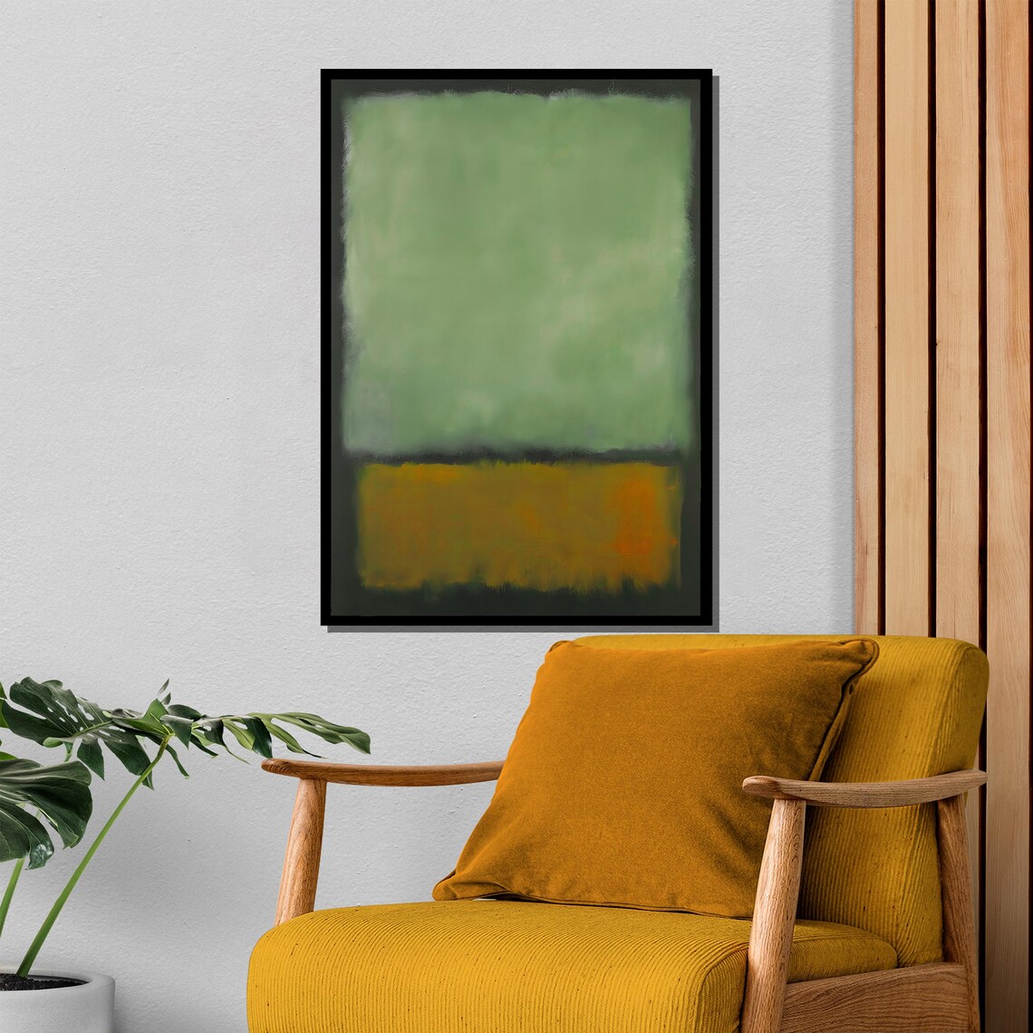 Rothko-Inspired Green And Ochre Abstract Art Print - Image 4