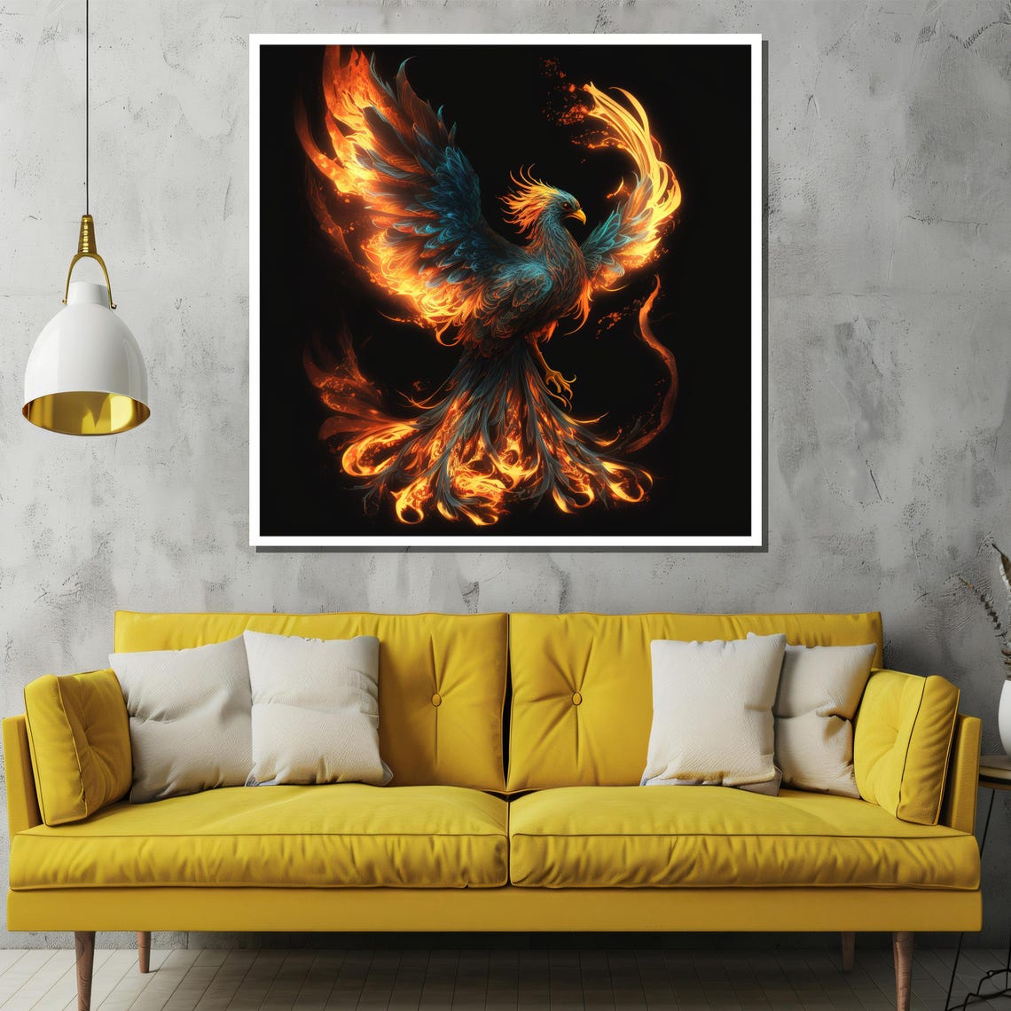 Majestic Phoenix Fire Painting Mystical Rebirth Art Gift Fiery Phoenix Wall Decor For Bold Home Decor Statement - Image 2
