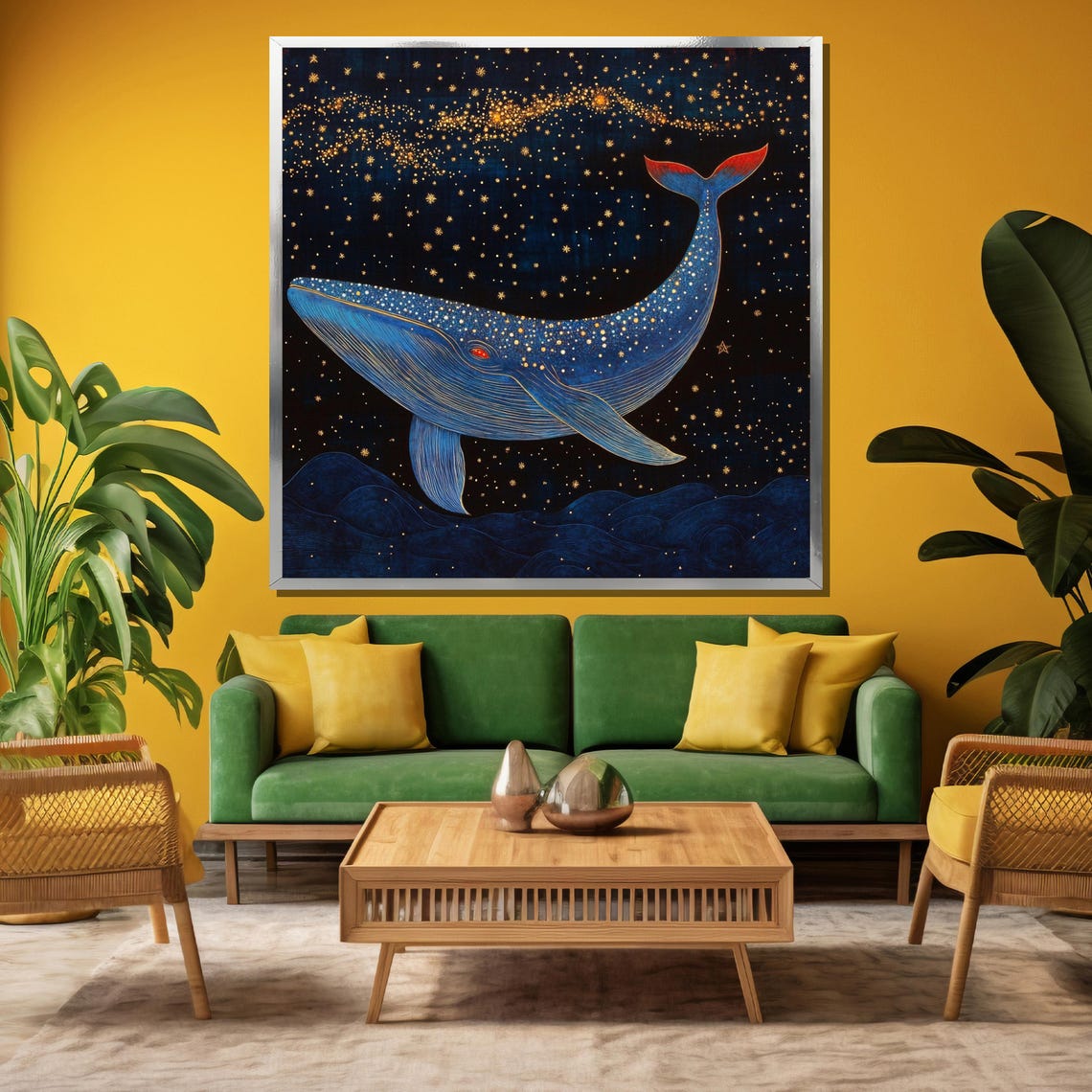 Cosmic Blue Whale Swimming Through A Starry Galaxy Night Poster - Image 3