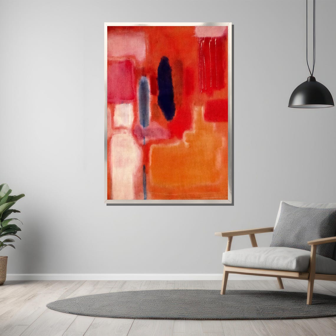 Rothko-Style Vibrant Red Orange Blue Abstract Expressionist Poster - Image 3