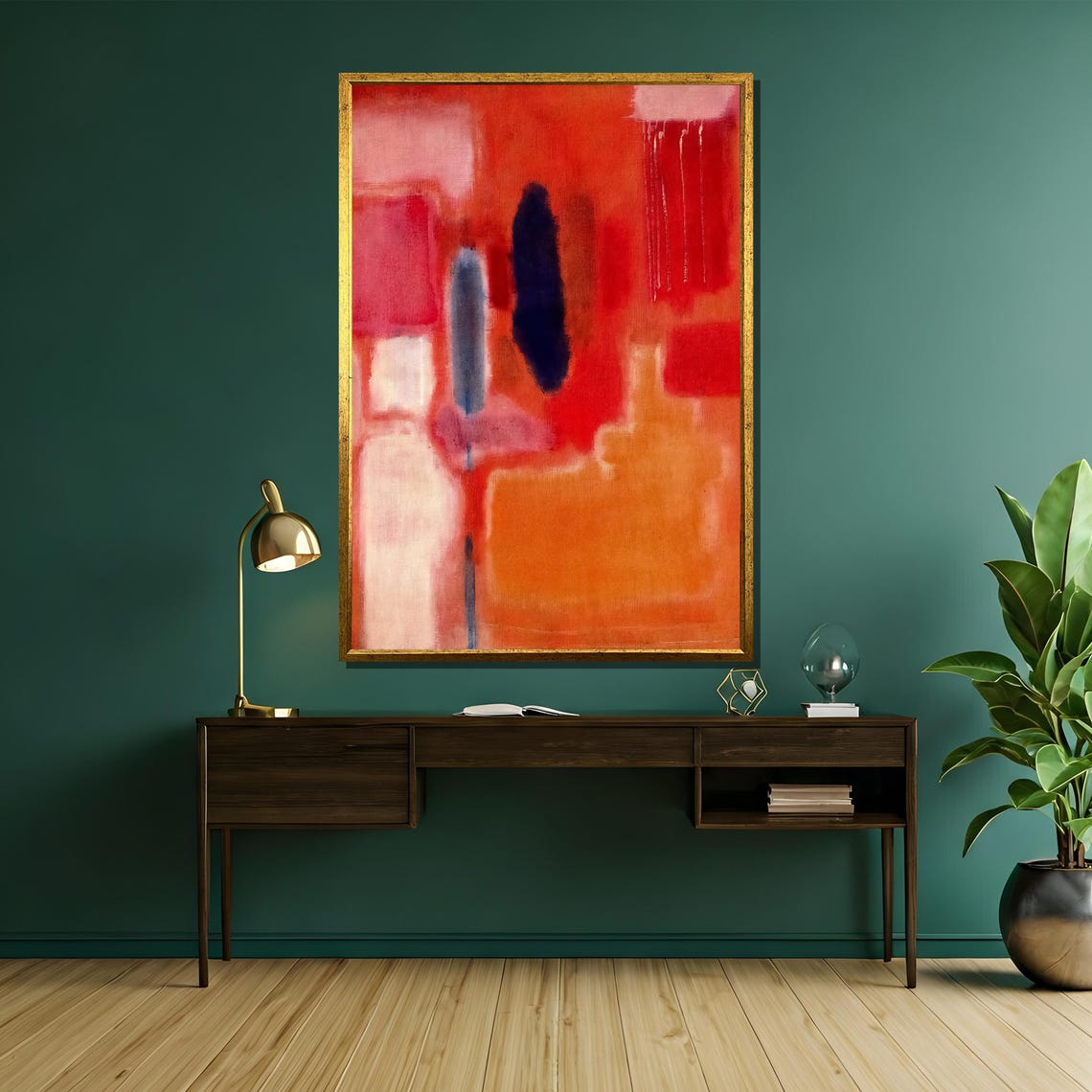 Rothko-Style Vibrant Red Orange Blue Abstract Expressionist Poster - Image 5