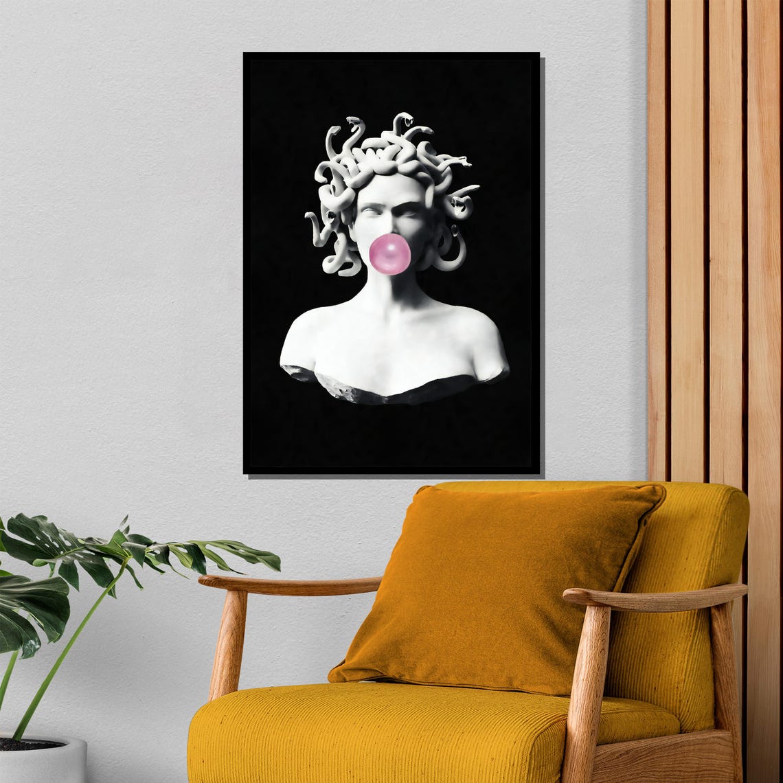Medusa Bubblegum Marble Bust Blowing Pink Bubble Pop Art Poster - Image 4