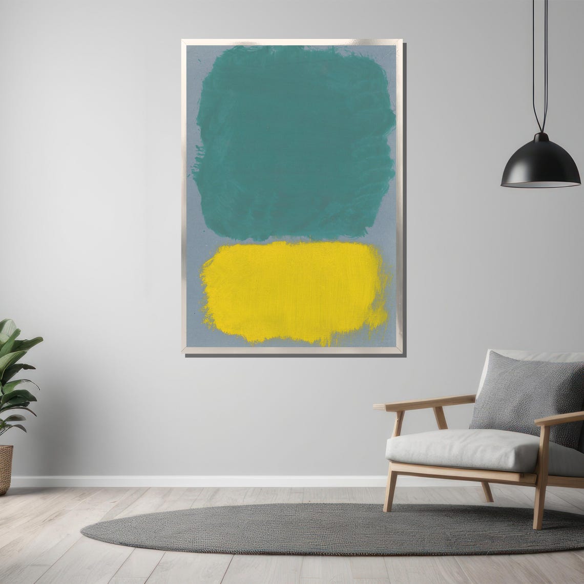 Rothko Style Teal And Yellow Loose Blocks Modern Abstract Poster - Image 3