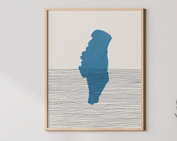 Lake Winnebago Map Art Print Cottage Wall And Decor Lakehouse Minimalist Poster