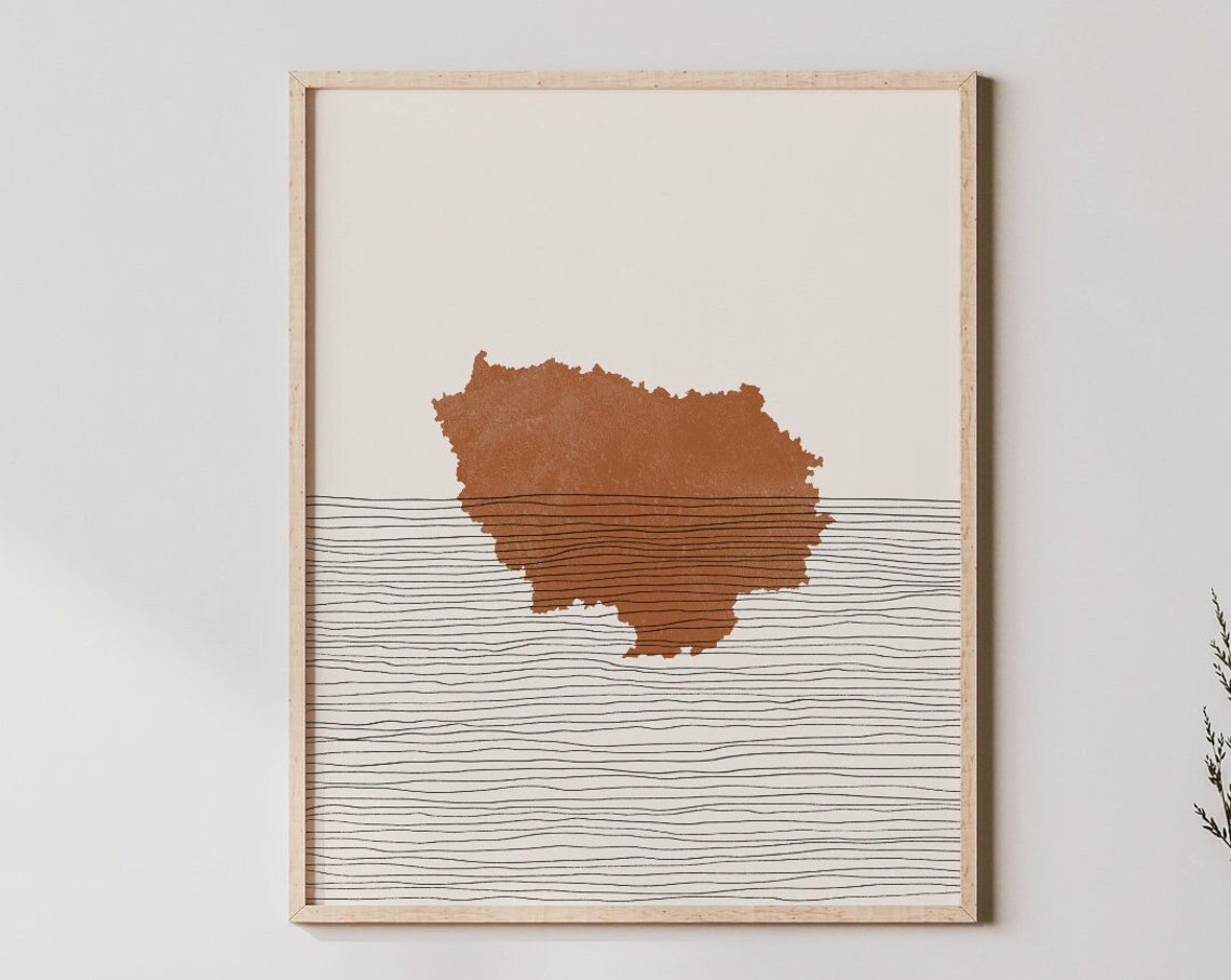 French Region Map Silhouette Minimalist Boho Line Art Poster