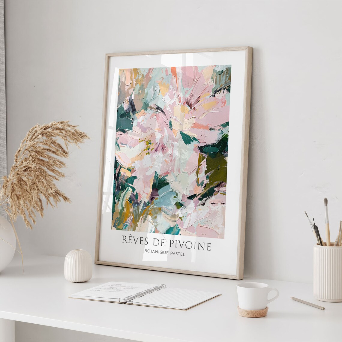 Abstract Flower Poster, Scandi Style Peonies - Image 2