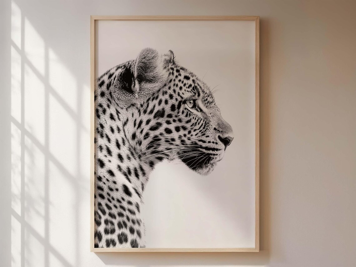 Leopard Minimalist Wildlife Art Print for Modern Rooms