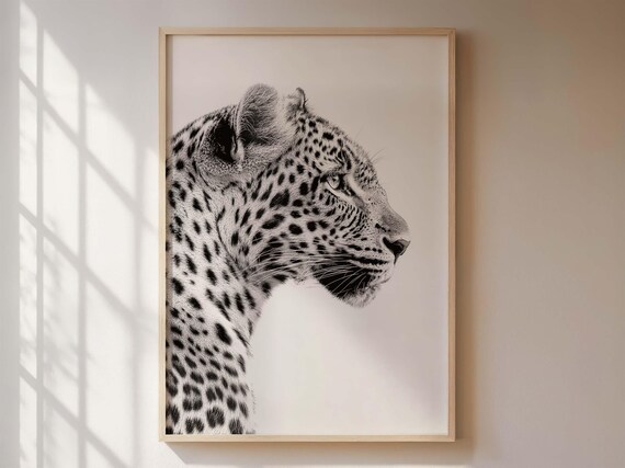 Leopard Minimalist Wildlife Art Print for Modern Rooms