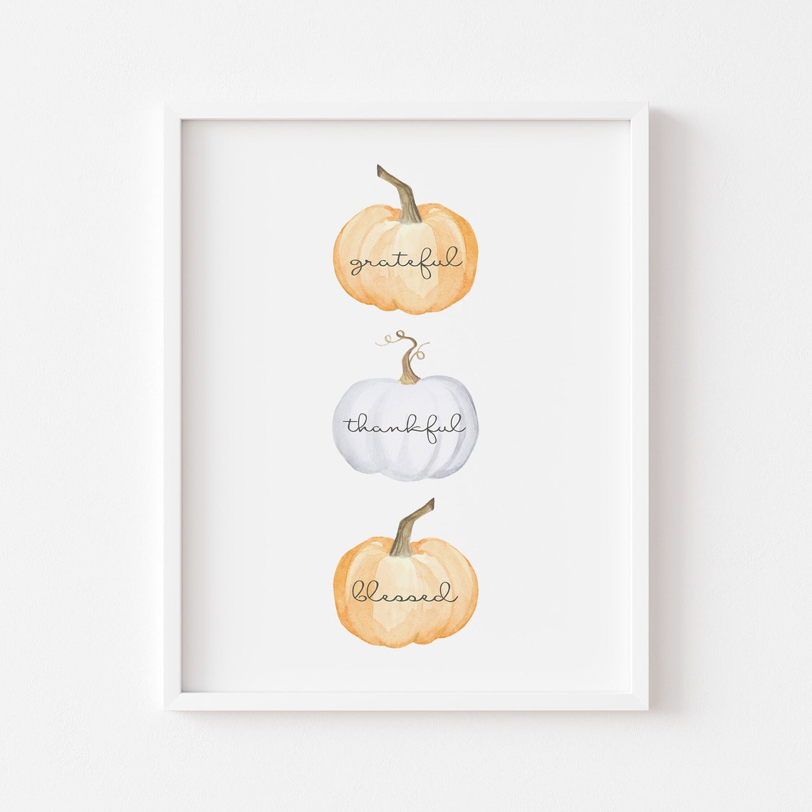 Instant Grateful Thankful Blessed Cute Mini Pumpkins Print Fall Wall Art Thanksgiving Artwork Simple Autumn Wall Dcor - Image 5