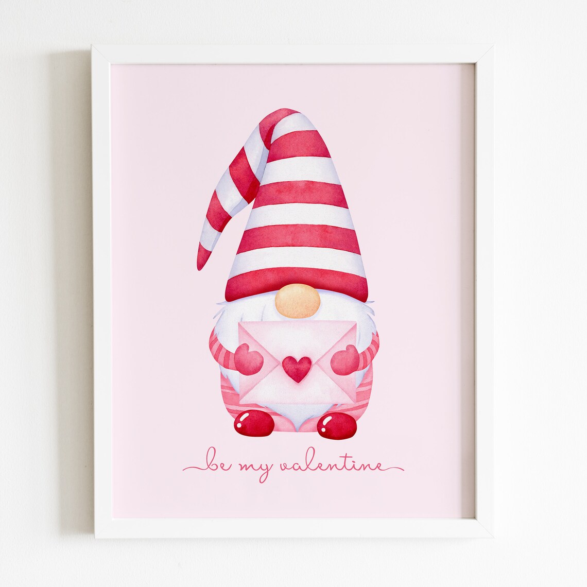 Valentines Day Gnome Print, Holiday Mantle Sign