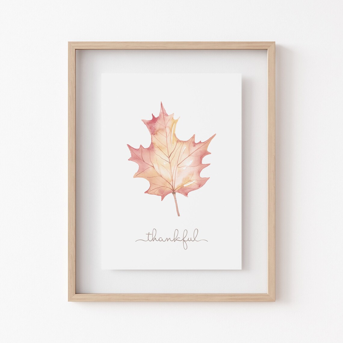Thankful Watercolor Leaf Thanksgiving Art Print - Image 2