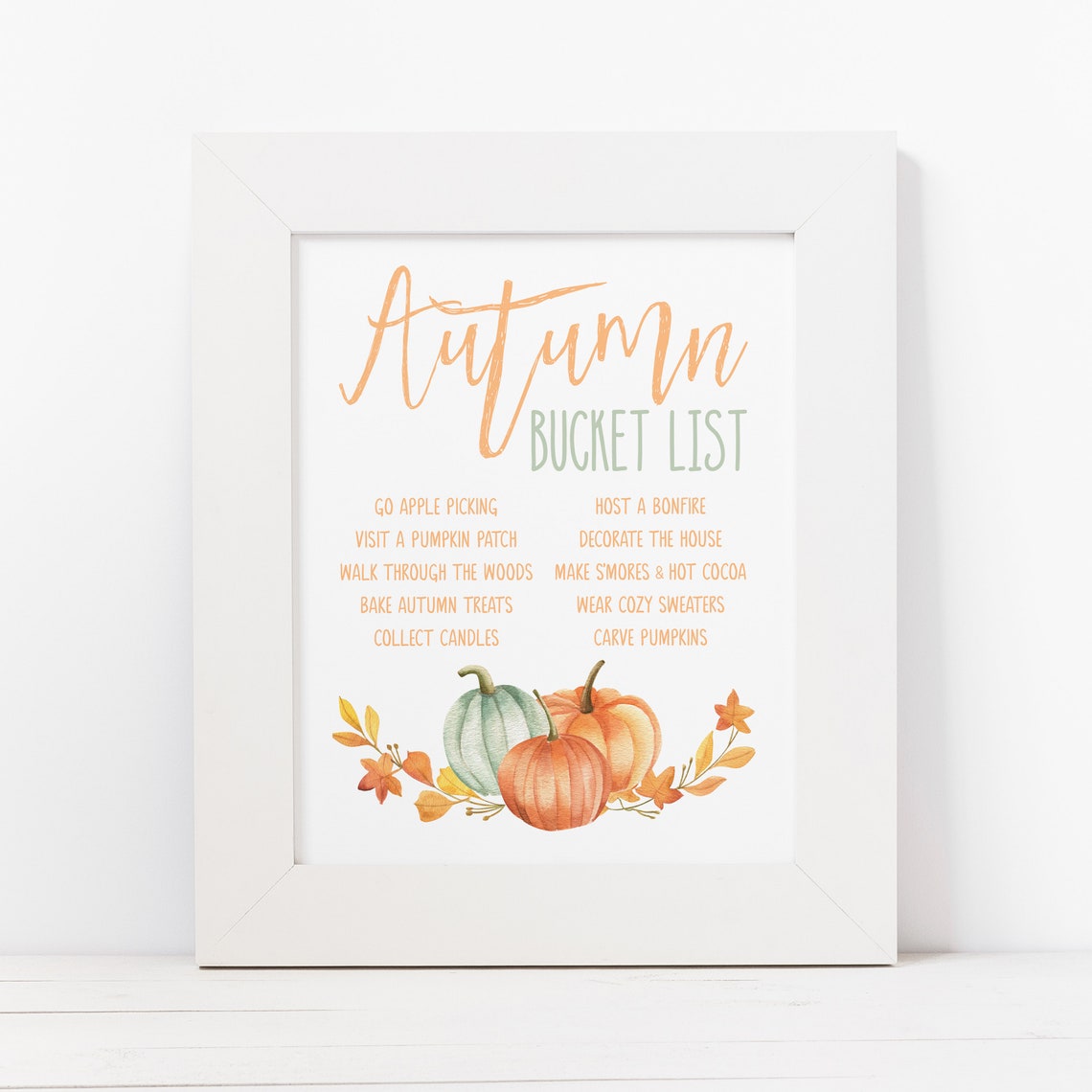 Autumn Bucket List Fall Activities Chalkboard Pumpkins Wall Art Print - Image 2