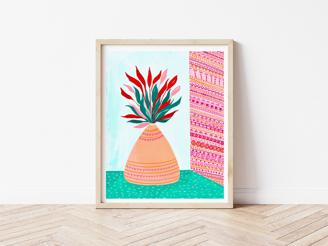 Bohemian Potted Plant Art Print, Maximalist Decor - Image 3