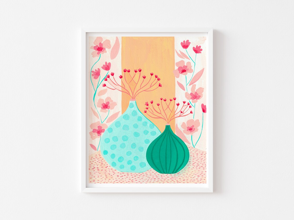Floral Vase Botanical Art Print, Boho Houseplant Decor - Image 3