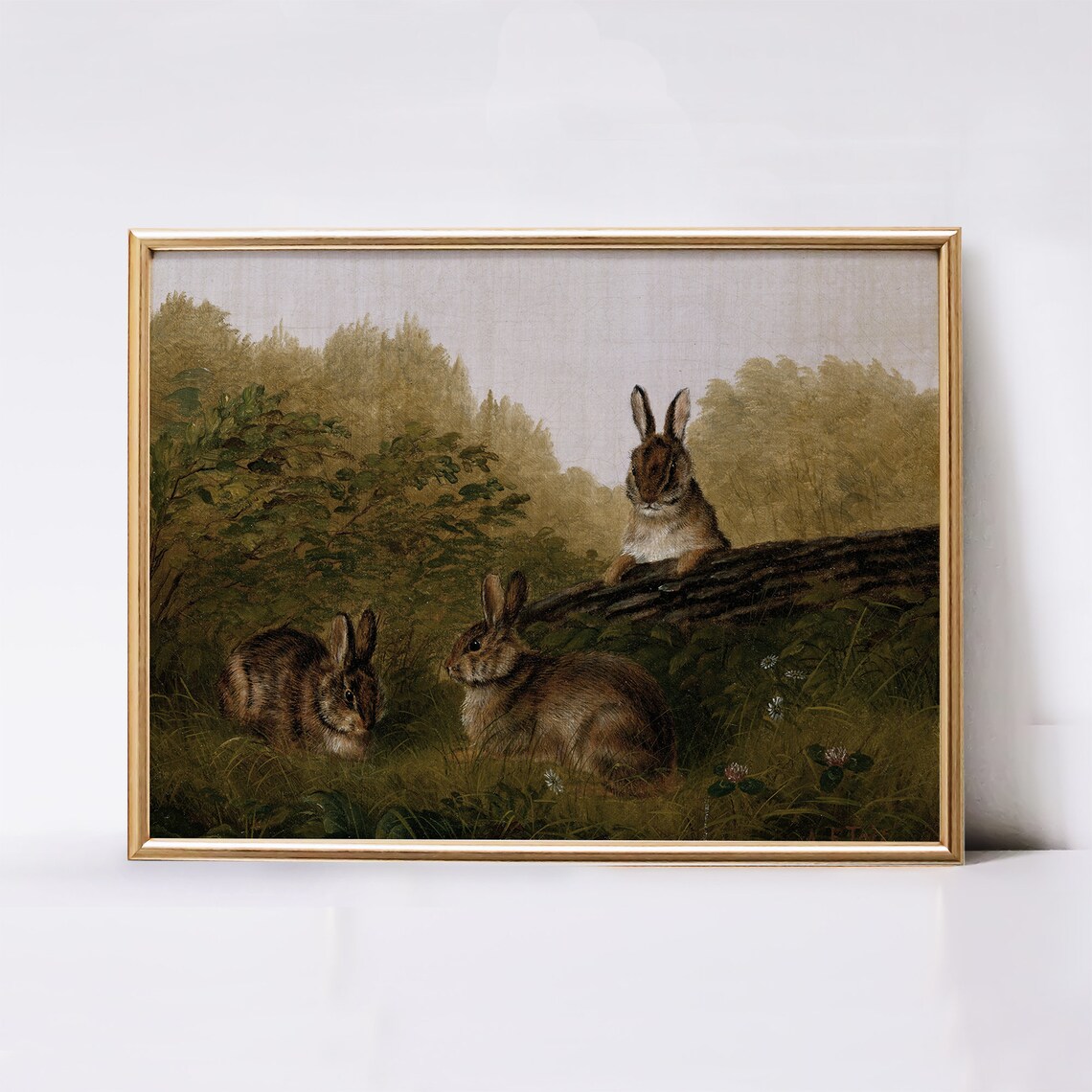 Vintage Rabbit Painting Art Print, Rustic Bunny - Image 3
