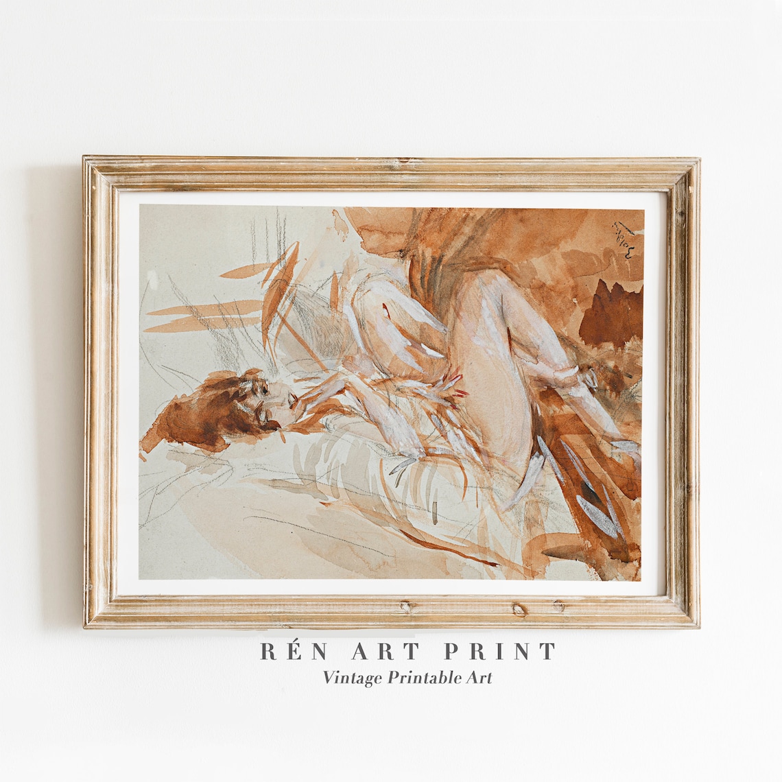 Vintage Woman Painting Art Print, Reclining Lady
