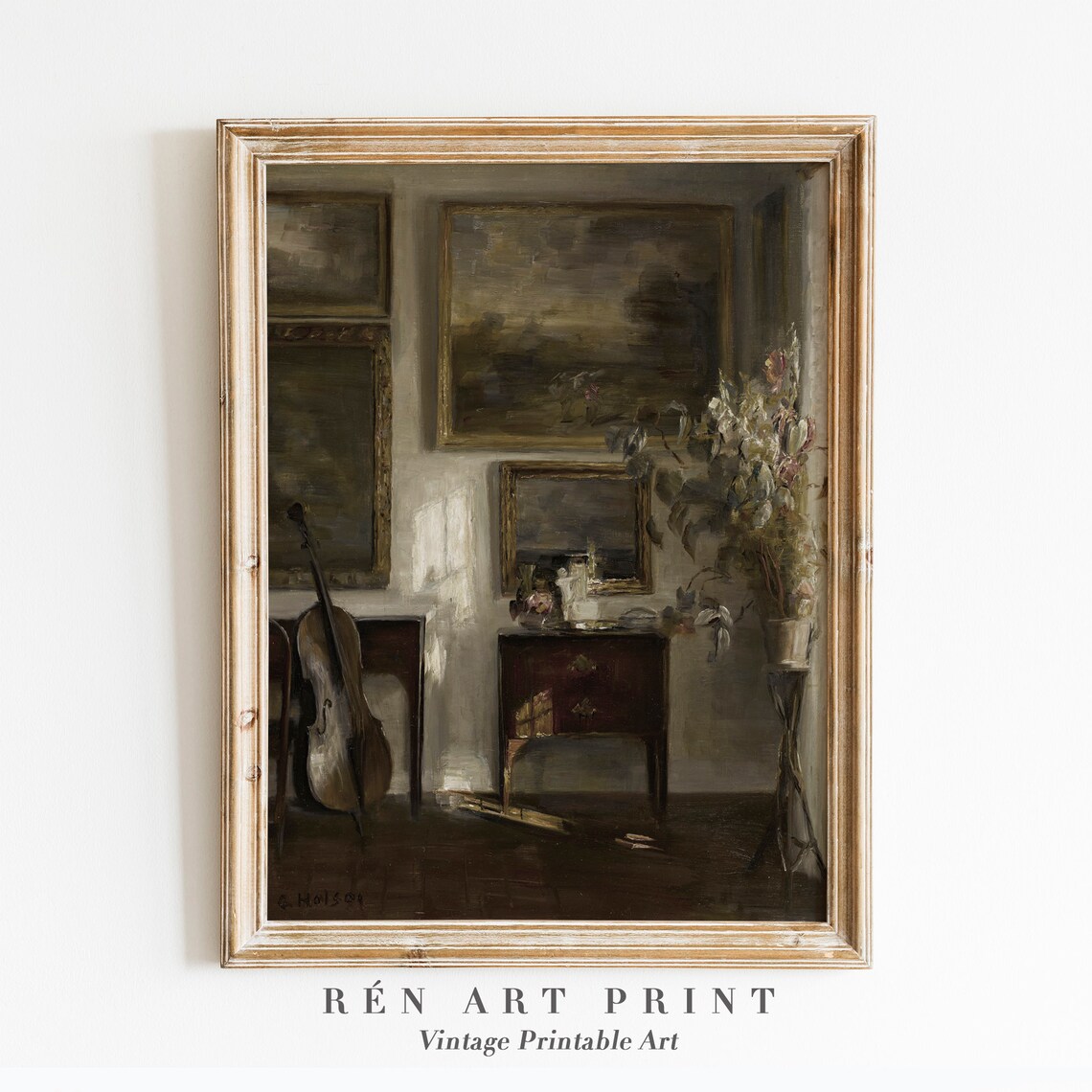 Moody Still Life Painting Print, Vintage Rustic Decor